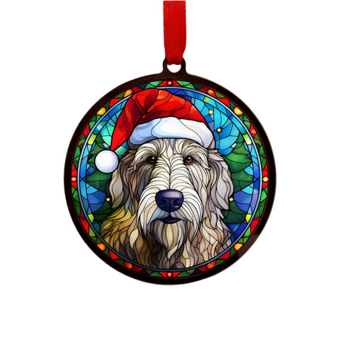 Irish Wolfhound in Santa Hat Suncatcher Decoration